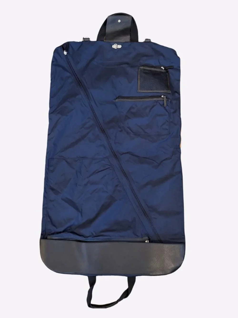 WANT Les Essentials De La Vie Woven Tweed Garment Travel Bag Navy Blue Brown